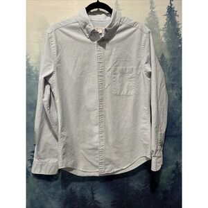 Merona Men's Size M White & Blue Striped Button Down Collar Shirt